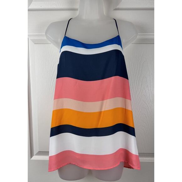 Ann Taylor LOFT Tops - Ann Taylor LOFT Colorblock Racerback Fluid Cami, Multi Colored, Size XS, 48-004